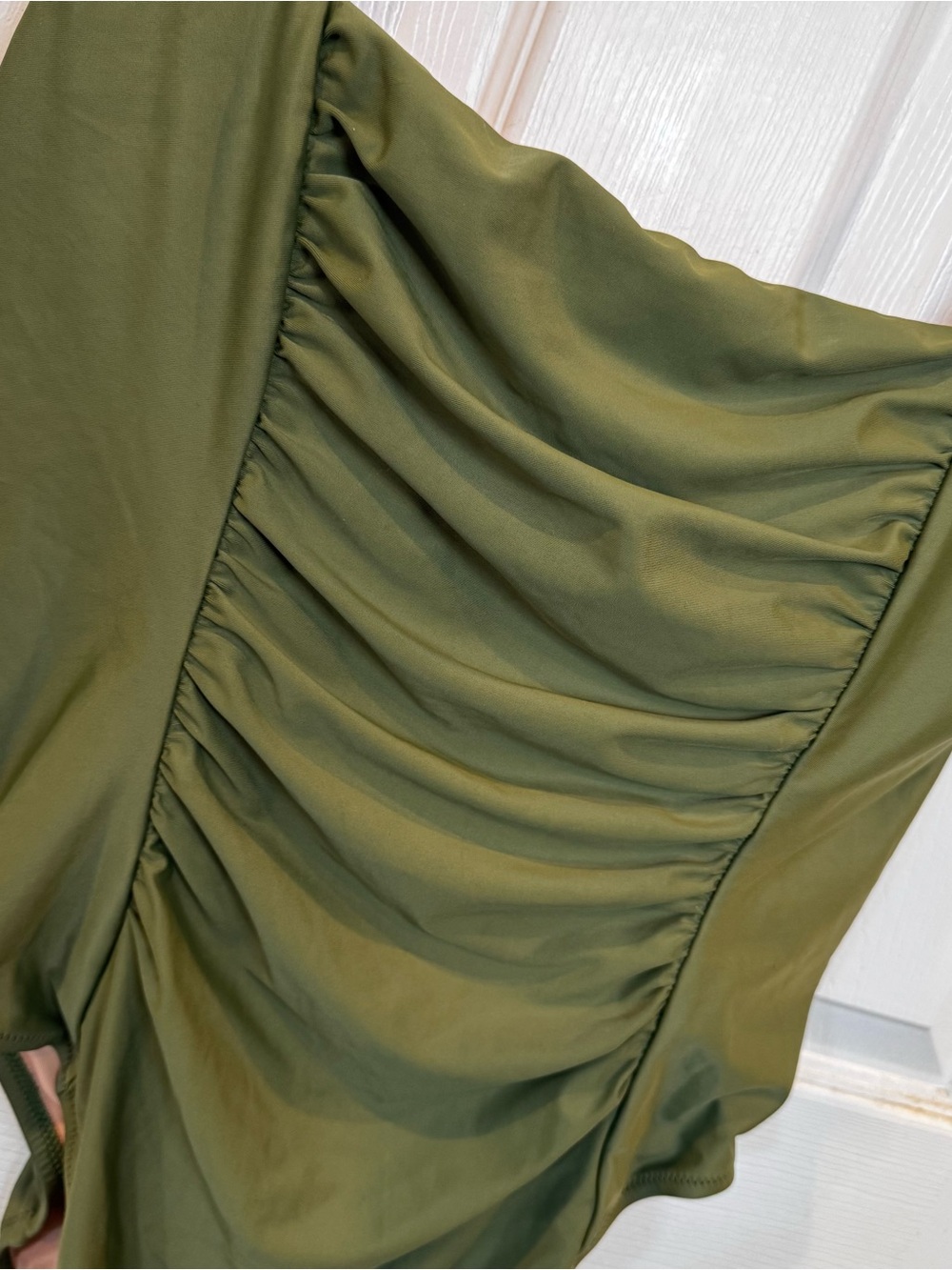 J.Crew NWT Re-Imagined Olive Green Ruched One Piece Swimsuit Size 14 - Picture 2 of 7